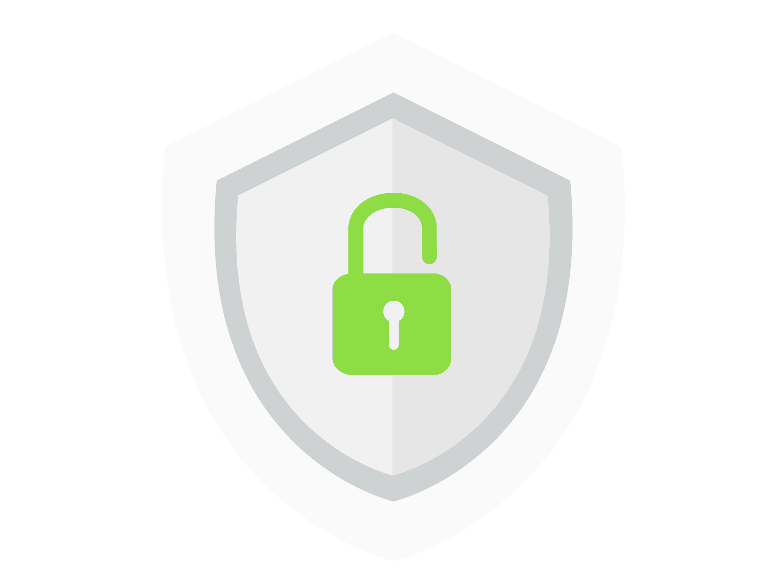 Shield with padlock unlocked in the middle